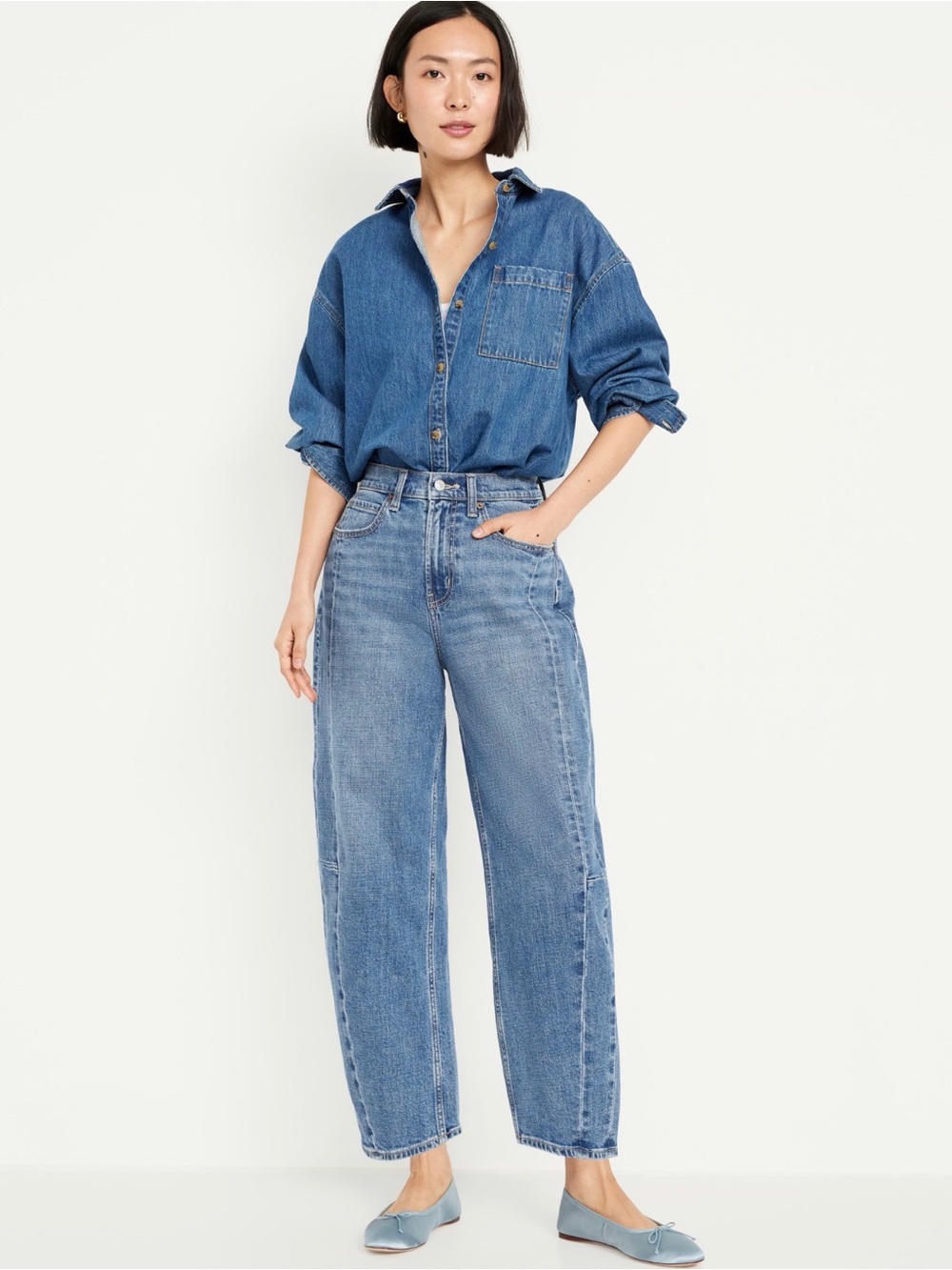 Old Navy High-Waisted Baggy Barrel Ankle Jeans